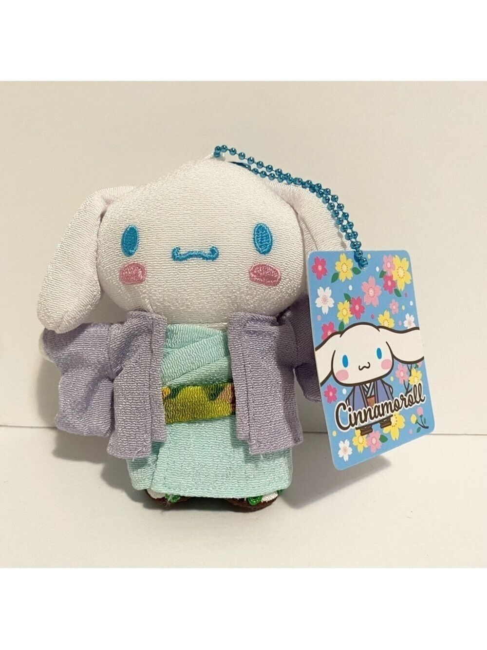 Sanrio Character Cinnamoroll Japanese Style Chirimen Mascot 4” Chain Plush New
